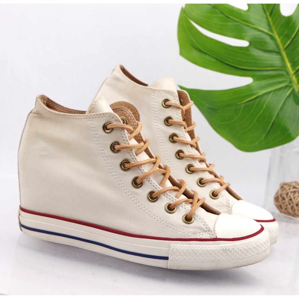 Converse All Star Shoes Womens Sneaker Size 9 White Canvas Hidden Wedge High Top